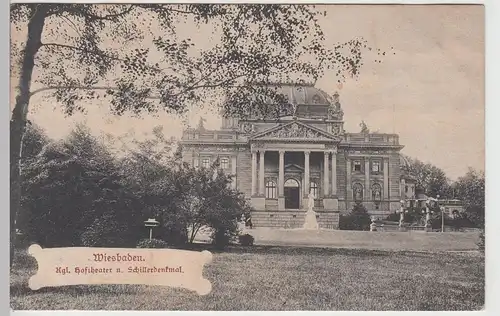 (108720) AK Wiesbaden, Hoftheater, Schillerdenkmal 1906