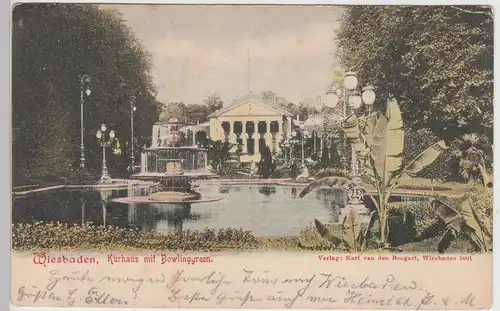 (105647) AK Wiesbaden, Kurhaus mit Bowling Green, 1901
