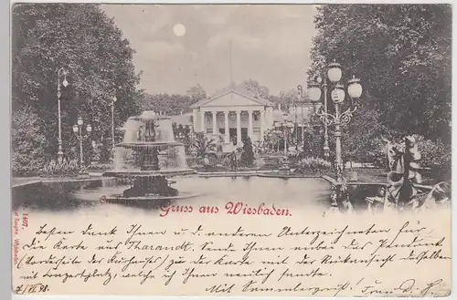 (105646) AK Gruss aus Wiesbaden, Kurhaus 1898