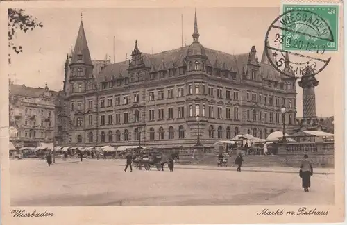 (100346) AK Wiesbaden, Markt, Rathaus 1928