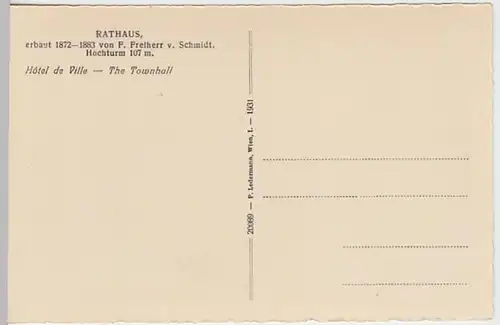 (23061) AK Wien, Rathaus, um 1931