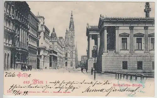 (113019) AK Gruss aus Wien I, Reichsrathsstraße 1899