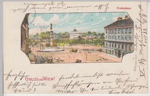 (108576) AK Gruß aus Wien, Praterstern, Litho 1905