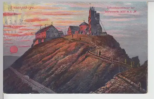 (108781) Künstler AK Riesengebirge, Schneekoppe, Sn??ka, ?nie?ka 1924