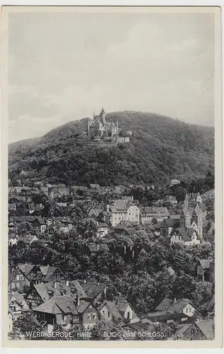 (98675) AK Wernigerode, Stadtansicht mit Schloss, vor 1945