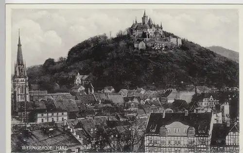 (96804) AK Wernigerode, Panorama, Schloss, Liebfrauenkirche, vor 1945