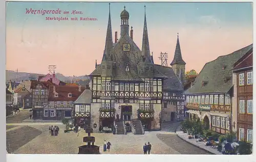 (96801) AK Wernigerode, Rathaus, Gothisches Haus, Markt 1923