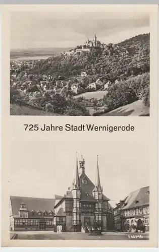 (8992) Foto AK Wernigerode, Rathaus, Schloss 1954, 725-Jahr-Feier