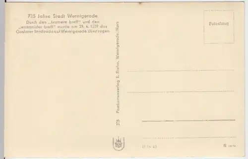 (8882) Künstler AK Wernigerode, Wochenmarkt 1860, Rathaus, 1954