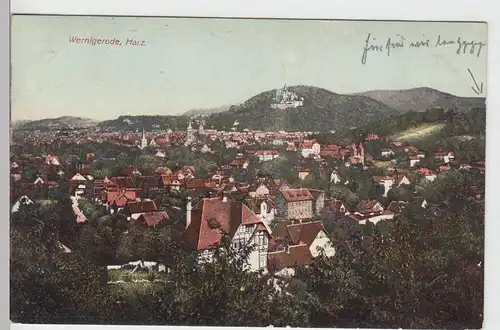 (88505) AK Wernigerode, Gesamtansicht, Bahnpost 1909