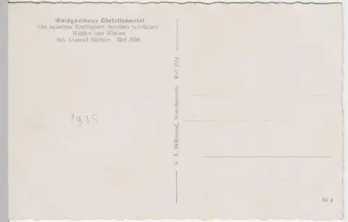 (3984) AK Wernigerode, Waldgasthaus Christianental, um 1935