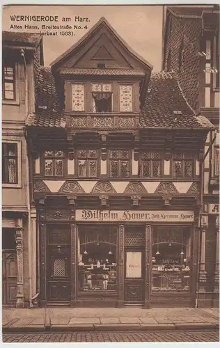 (106743) AK Wernigerode, Altes Haus i.d. Breitestraße 4, 1920