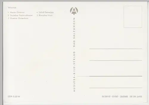 (99481) AK Weimar, Mehrbildkarte, 1980