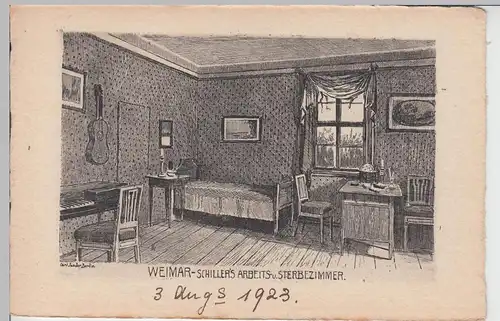 (96967) AK Weimar, Schillers Arbeits- u. Sterbezimmer, 1923