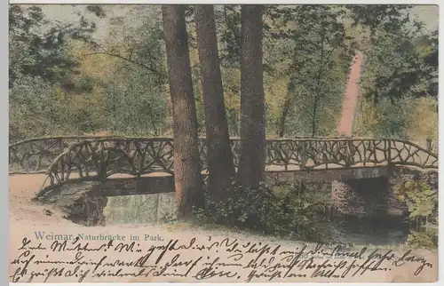 (64468) AK Weimar, Naturbrücke im Park 1905