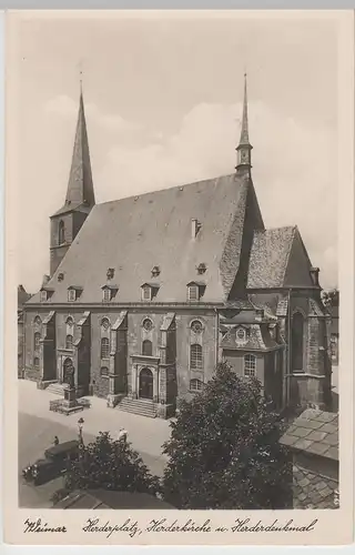 (63068) Foto AK Weimar, Herderplatz, Herderkirche und Denkmal vor 1945