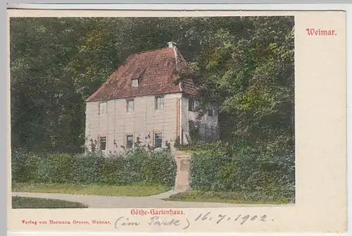 (24591) AK Weimar, Goethes Gartenhaus 1902