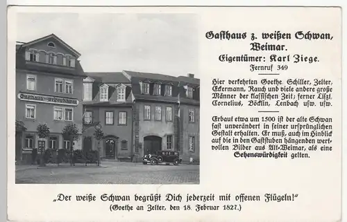 (110611) AK Weimar, Gasthaus Zum Weißen Schwan, vor 1945