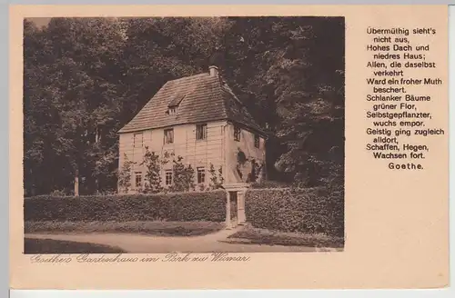 (106920) AK Weimar, Goethes Gartenhaus, vor 1945