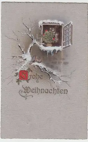 (51575) AK Frohe Weihnachten, Gold-Prägedruck 1913