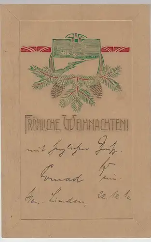 (110286) AK Weihnachten, Prägekarte m. Golddruck 1910
