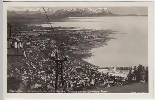 (4073) AK Bregenz, Pfänderbahn, Bodensee, Schweizer Alpen 1932