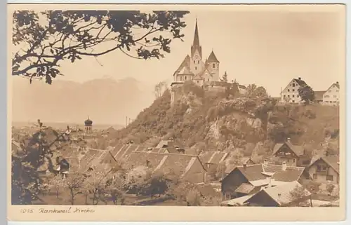 (28041) Foto AK Rankweil, Ortsansicht mit Kirche, vor 1945