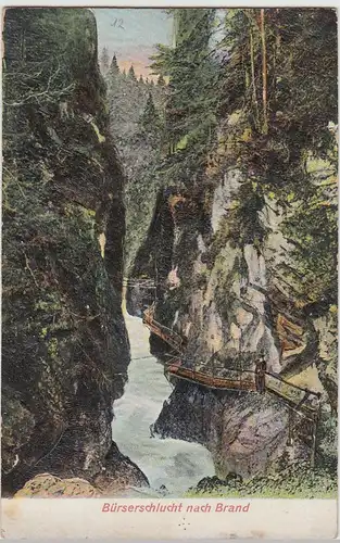 (115920) AK Bürserschlucht nach Brand, Vorarlberg, Reliefkarte um 1906