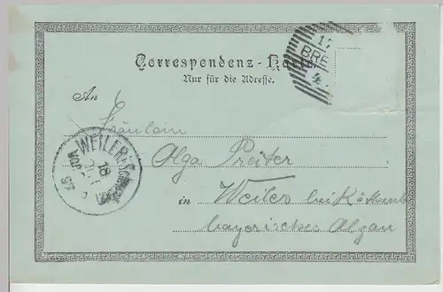 (109935) AK Gruß aus Bregenz, Bodensee, Mondscheinkarte 1897