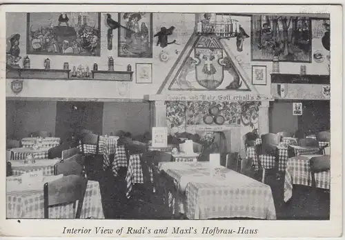 (109990) AK Hartford, Conn., Rudis and Maxls Hofbrau Haus, Interior 1938