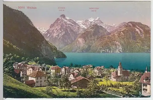 (7957) AK Sisikon, Panorama, Urnersee, Gitschen, Uri Rotstock, vor 1945
