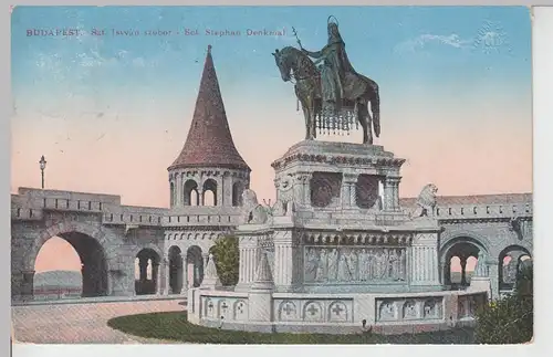 (110076) AK Budapest, St. Stephan Denkmal, vor 1945