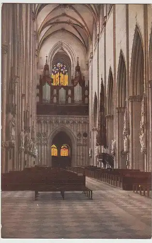 (99070) AK Ulm, Münster, Inneres mit Orgel, Farben-Foto vor 1945