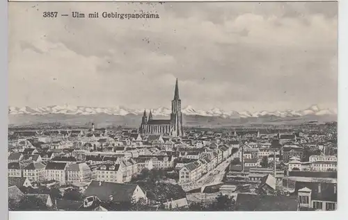 (92889) AK Ulm, Ansichts m. Gebirgspanorama, 1926