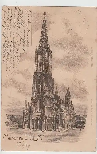 (76882) Künstler AK Ulm, Münster, Radierung 1899