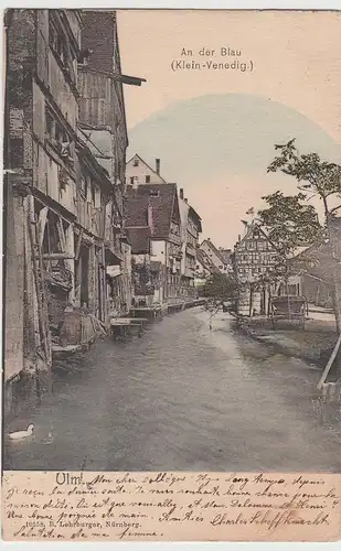 (108483) AK Ulm, Donau, An der Blau, Klein Venedig 1905