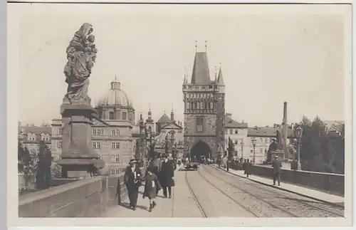 (24505) Foto AK Prag, Praha, Karlsbrücke, um 1912