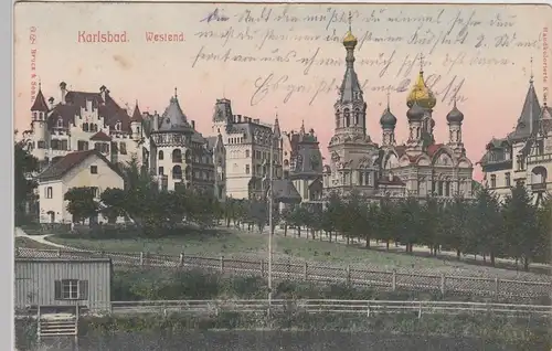 (112078) AK Karlsbad, Karlovy Vary, Westend, Kirche St. Peter und Paul, vor 1918