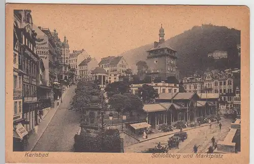 (108779) AK Karlsbad, Karlovy Vary, Schlossberg, Marktplatz, vor 1945