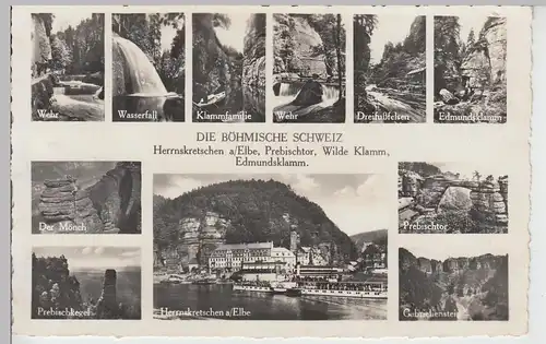 (108766) Foto AK Böhmische Schweiz, Dreifußfelsen, Gabrieliensteig,Wehr vor 1945