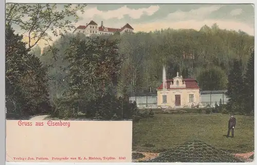 (108306) AK Gruß aus Eisenberg, Schloss Jezerí, Schlosspark, bis um 1905