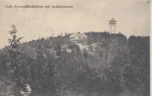 (108064) AK Karlsbad, Karlovy Vary, Cafe Freundschaftshöhe, Aussichtsturm 1920