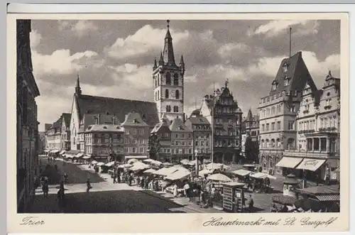 (14788) AK Trier, Hauptmarkt, St. Gangolf, vor 1945