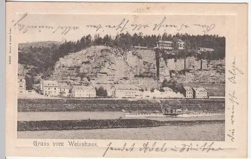 (113773) AK Gruß vom Weißhaus, Pallien, Trier, Villa, Passepartout 1902