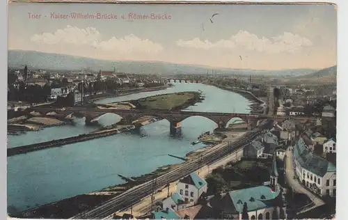 (101244) AK Trier, Kaiser Wilhelm Brücke, Römerbrücke, aus Leporello 1922