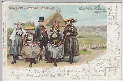 (19332) AK Trachten, Vierlande, Hamburg, Brautpaar 1901