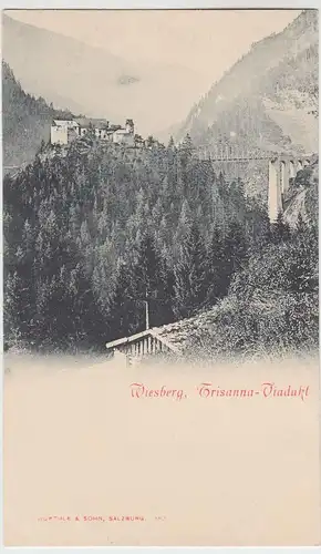 (54554) AK Tobadill, Schloß Wiesberg mit Trisanna-Viadukt, vor 1905