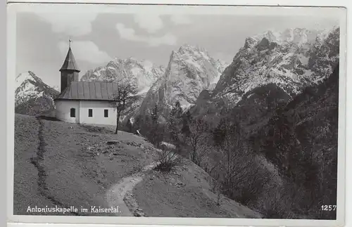 (53943) Foto AK Antoniuskapelle im Kaisertal (Tirol), 1937