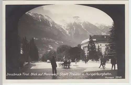 (48563) AK Innsbruck, Rennweg, Stadttheater, Hungerburgbahn, vor 1945