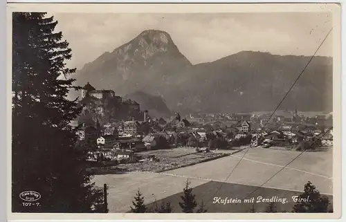 (33348) Foto AK Kufstein, Panorama mit Pendling, 1938